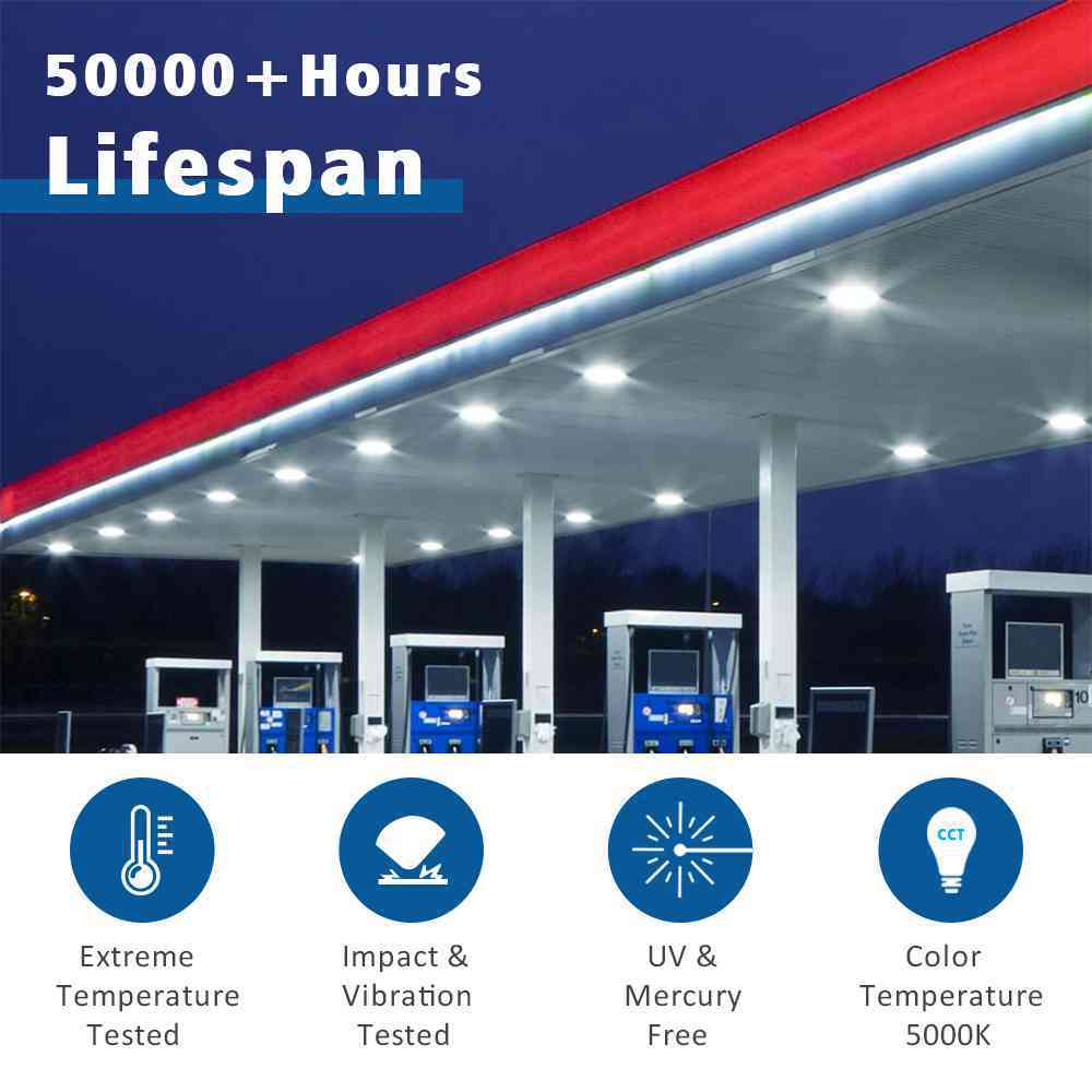 150W Gas Station Canopy Lighting Includes Junction Box/NPT (3/4") 19,500 Lumens 5000K DLC Listed