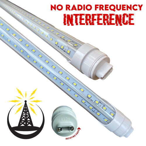 10 PACK R17d Rotating Ends T8 LED 8ft 72w 10 944 Lumens CLEAR LENS NO RF V Series Dual Row