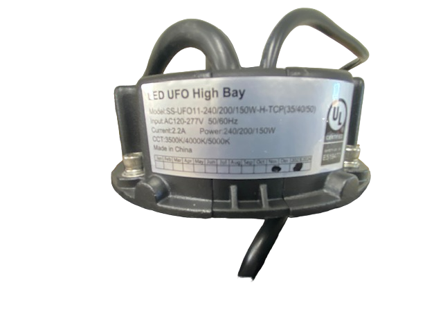 PRO-SELECT UFO High Bay 150lm/w 240w/200w/150w Selectable 3500K/4000K/5000K Tunable W/Pre-Installed 12V AUX PIN Sensor Socket 36,000 Lumens w/6ft Whip Cord