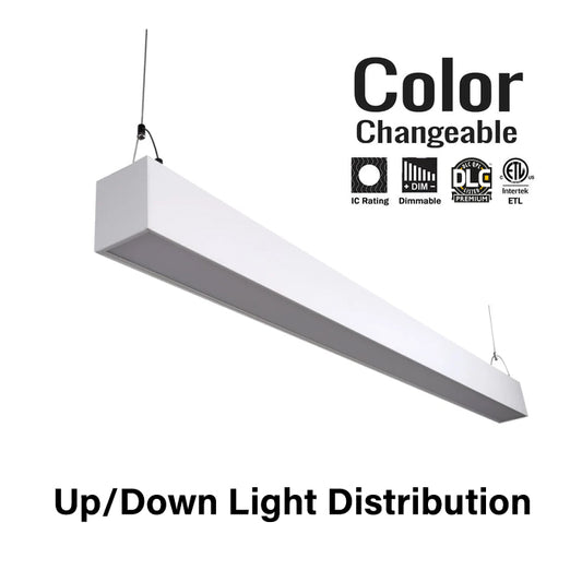 Linear Pendant Architectural Lighting System (End to End Linking, Corner, Cross, and T Connecting Options) 3CCT SWITCHABLE (3000K/4000K/5000K) Dimmable