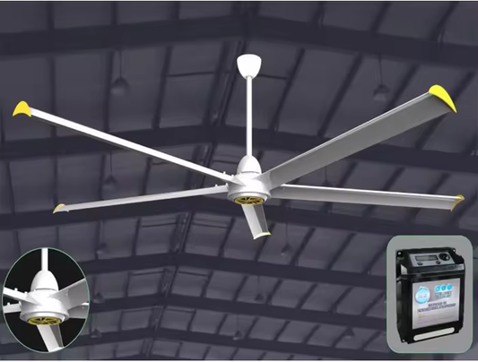 Large Industrial Ceiling Fan 14 Foot High Velocity 220VAC w/DC Motor, Wall Mount Control System, Multiple Mounting Options