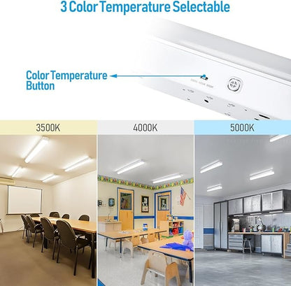 (CASE OF 4) 8 Foot Shop Light (CURVED PC LENS) 19,600 Lumen (3500K,4000K,5000K,6000K) Kelvin and (80W,70W,60W) Wattage Tune-Able and 0-10v Low Voltage Dimmable