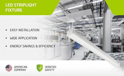 (CASE OF 4) 8 Foot Shop Light (CURVED PC LENS) 19,600 Lumen (3500K,4000K,5000K,6000K) Kelvin and (80W,70W,60W) Wattage Tune-Able and 0-10v Low Voltage Dimmable