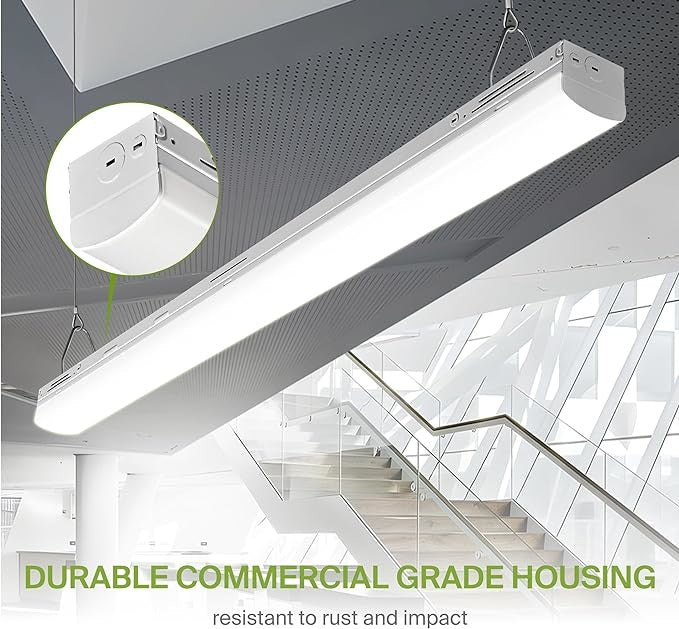 (CASE OF 4) 8 Foot Shop Light (CURVED PC LENS) 19,600 Lumen (3500K,4000K,5000K,6000K) Kelvin and (80W,70W,60W) Wattage Tune-Able and 0-10v Low Voltage Dimmable