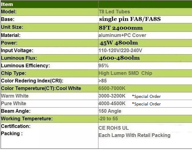 8ft LED tube, 8 foot led lights, 8 ft led tube, T8 led lamps, 8 foot led bulbs, 8 foot led fluorescent replacement, 8 ft. led tubes, t8 led fixture, 8 foot led bulbs single pin, 8 foot led lamps