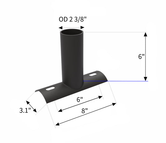 SIDE TENON 2-3/8in O.D. Tenon ROUND POLE MOUNT Adapter for Yoke (Trunnion) Fixtures