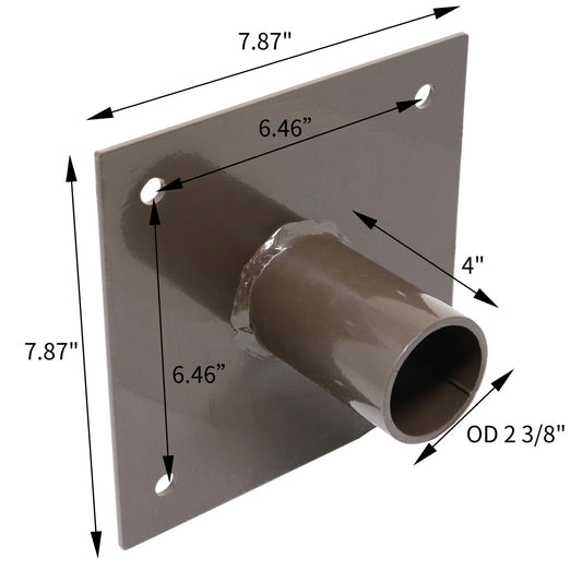 SIDE TENON 2-3/8in O.D. Tenon WALL MOUNT FLAT PLATE Adapter for Yoke (Trunnion) Fixtures