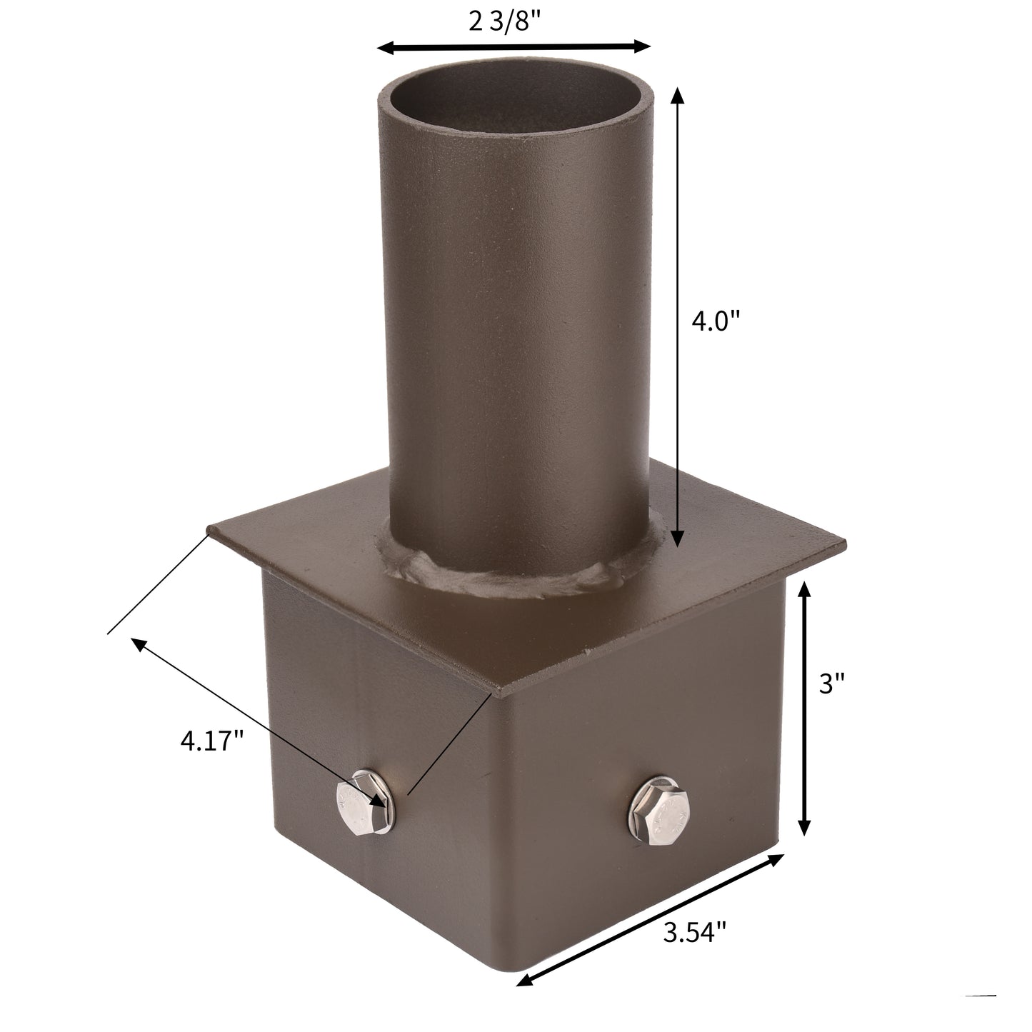 4in Square Pole Mount with 2-3/8in O.D. Tenon