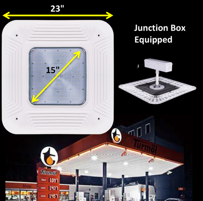 150W Gas Station Canopy Lighting Includes Junction Box/NPT (3/4") 19,500 Lumens 5000K DLC Listed