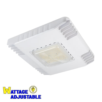 WHITE Gas Station Canopy Lighting Wattage Switchable (100w, 120w, 150w) 19,500 Lumens 5000K DLC Listed