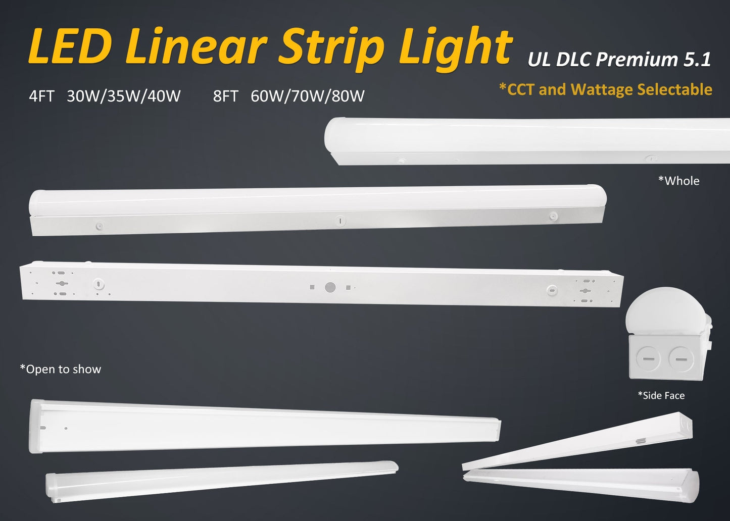 4 Foot Shop Light - Kelvin and Wattage Tune-Able and 0-10v Low Voltage Dimmable (30W/35W/40W) (3500K, 4000K, 5000K)