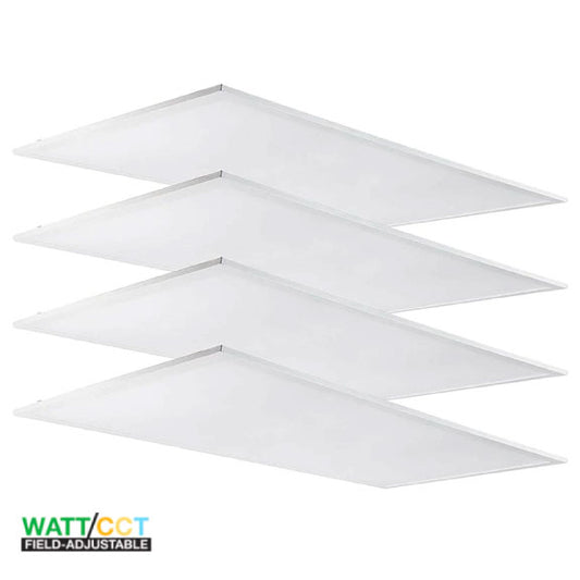 (4-PACK) LED Panel Light 2'x4' 30/40/50/60/72W 9,000lm Wattage Adjustable 5CCT Kelvin Adjustable 0-10V Dimmable DLC Listed