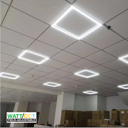 LED Frame Light 2'x2' or 2'x4' or 1'x4' (2-PACK) 3CCT COLOR ADJUSTABLE / WATTAGE ADJUSTABLE 0-10v Dimmable DLC Listed