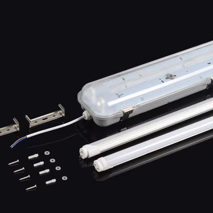 4ft Vapor Tight IP65 Light Fixture (Accepts 2 G13 4ft Lamps) POLYCARBONATE CONSTRUCTION