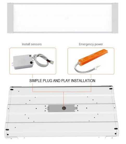 High Bay (2-PACK) 225w 4ft 33,750 Lumen 150lm/w 5000K DLC Listed (Hanging Kit Included)