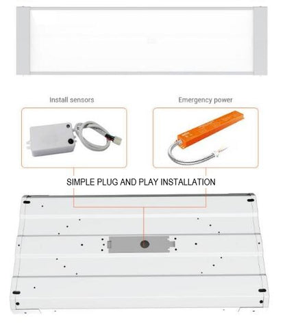 High Bay (2-PACK) 325w 48,750 Lumen 4ft 150lm/w 5000K DLC Listed (Hanging Kit Included)
