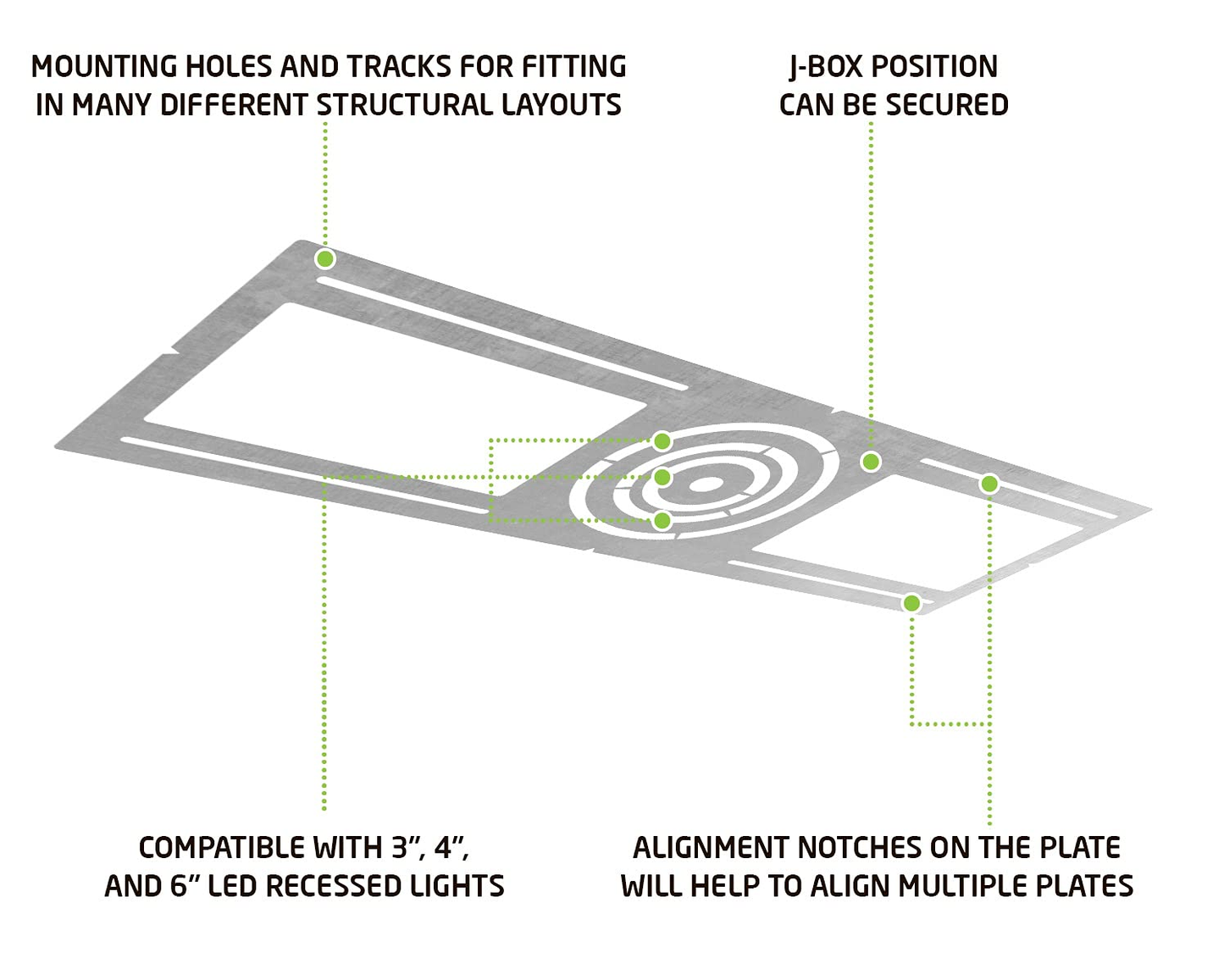 New Construction Flat Mounting Plate (10-PACK) 3"-4"-6" (FOR USE WITH ROUND/SQUARE CANLESS DOWNLIGHT)