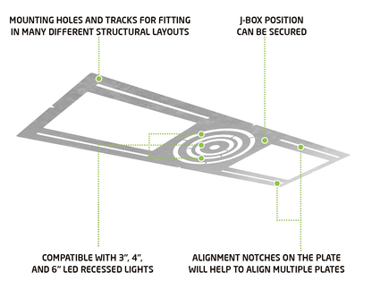 New Construction Flat Mounting Plate (10-PACK) Round Hole 3"-4"-6" (FOR USE WITH ULTRA-THIN RECESSED DOWN LIGHT)