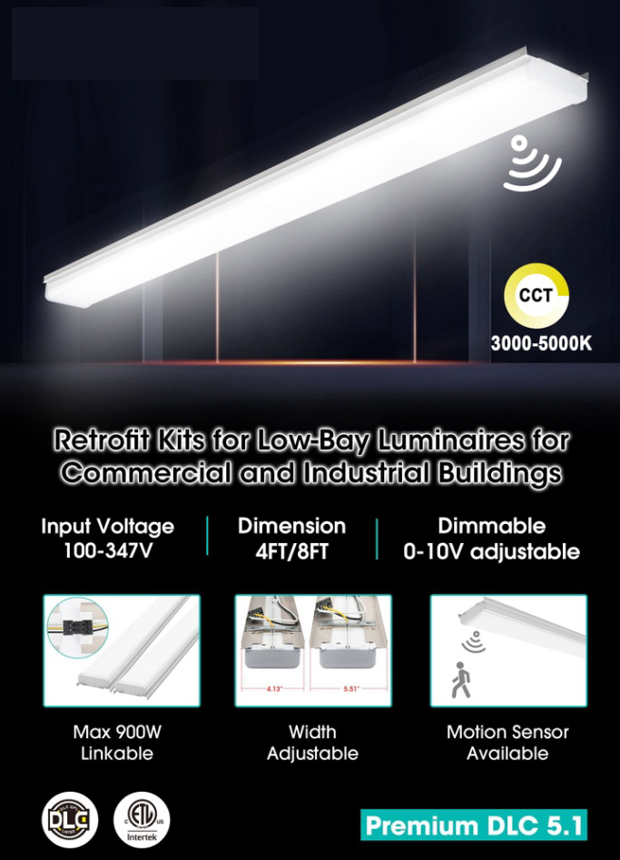 Retro-Fit Lighting 4ft 38w Dimmable 140+lm/w 5000K FROSTED LENS (Rebate Qualifying)