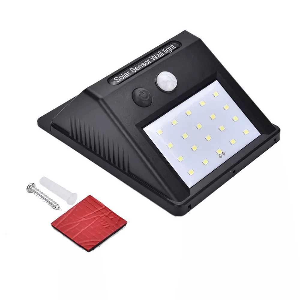 4x 20 LED Solar Wall Lights - Outdoor Waterproof With PIR Motion Sensor (Black)