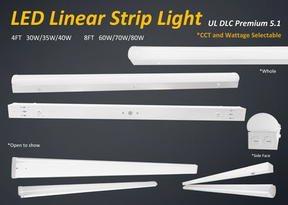 4ft Shop Light WATTAGE SWITCHABLE (30w/35w/40w) 3CCT SWITCHABLE (3500K/4000K/5000K) Dimmable RADIUS LENS MODEL