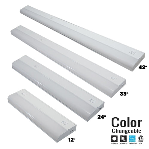 LED Under Cabinet Lighting (12", 24", 33", 42") 3CCT Switchable and Dimmable